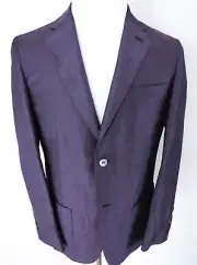 $4200 BRIONI Purple Linen Silk Blazer Jacket Coat with Leather Trim Size Small