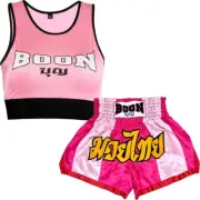 NEW Boon Strips Pink Womens Crop Top & Shorts