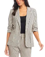 Karen Kane Striped Ruched Sleeve Jacket
