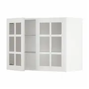METOD wall cabinet w shelves/2 glass drs, white/Stensund white, 80x37x60 cm