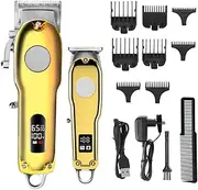 Professional Hair Clippers for Men, Professional Rechargeable Barber Clippers and Trimmer Set with LED Display, Cordless Hair Clipper for Barbers Haircut Kit Fade