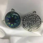 Kaleidoscope~ Tree Of Life Glass Cabochons 1" Silver Bezel Pendant New 1457