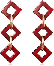 [YDVELY] Bohemian Simplicity Hollow Acrylic Square Lightweight Dangle Drop Earrings Vintage Handmade Geometry Stud Earrings For Women Girls Jewelry Gifts