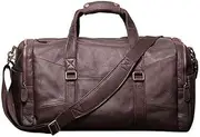 [ZLMHKZ] Leather Travel Bag with Shoe Pouch,Weekender Overnight Bag Waterproof Leather Large Carry On Bag Travel Tote Bag for Men or Women(B)