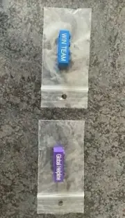 LEGO Parts ~ 2 x 4 Bricks PURPLE & BLUE with "Global Helpline" or "WIN TEAM"