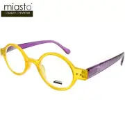 (2 PAIRS) MIASTO "CIAO" SMALL ROUND OAVL READING GLASSES+1.75 YELLOW / PURPLE