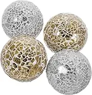 4Pcs Mosaic Glass Balls Decorative Orbs for Home Decor Wedding Centerpieces Indoor Outdoor Use Sphere Balls for Tables Parties and Photo Backdrops