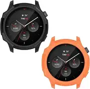 FitTurn Intended for Amazfit GTR 4 Pro/GTR 4 Bumper Case, Series Rugged Case for Amazfit GTR 4 Pro/GTR 4, Military Grade Durable Protective Cover, Flexible Shock Proof (Black, Orange)