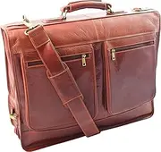 [House of Leather] Real Leather Suit Dress Carrier Travel Weekend Bag CANICO Chestnut, Chestnut, L, Travel Garment Bag