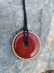 Copper Tensor Ring 1/4 Royal Cubit Red Agate Stone Pendant Gemstone Necklace 144