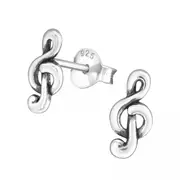 Kids Silver Treble Clef Stud Earrings