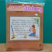 Rock - a - Bye Crewel Embroidery Kit Sunset Stitch 11 x 14 NIP Vintage 1979 Baby