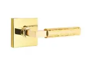 Emtek Select Passage, Square Rosette, L-Square Stem, Hammered Handle US3NL RH