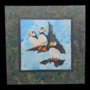 Puffin Bird Applique Quilt Pattern - 26x26 Wildlife Animals Northwest Passages