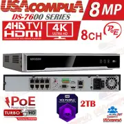 Hikvision 8CH 8 POE 8MP NVR 2TB H.265 DS-7608NI-Q2/8P 4K-HDMI 2-SATA PORT