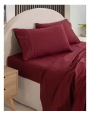 [Royal Comfort] Vintage Washed 100% Cotton Sheet Set in Wine