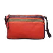 Franco Bonini 12-221 Small 3zip leather handbag - Orange Multi