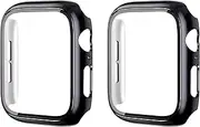 XFEN 2 Pack Case with Tempered Glass Screen Protector for Apple Watch Series 6 SE (2nd Gen) Series 5 Series 4 40mm, Smooth Touch, High Protection, Full Screen Shield, Easy Installation, JetBlack