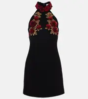 [Rebecca Vallance] Rebecca Vallance Rosetta floral-appliqué minidress UK 10 black