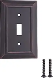 Amazon Basics Single Toggle Light Switch Outlet Wall Plate, Oil Rubbed Bronze, 3-Pack, 1 Gang