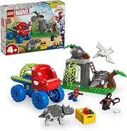 LEGO Marvel Spidey and His Amazing Friends Team Spidey Dino Crawler Rescue Truck Building Toy for 4+ Year Old Boys & Girls, Spiderman Kids Toy with 2 Minifigures Characters & 2 Dinosaur Figures 11199