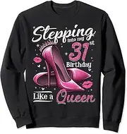 [X.Style] High Heels Stepping Into My 31st Birthday 31 and Fabulous Sweatshirt ds1120 Sweater (M) Black