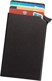 [zolyet] Wallet Card Holder Aluminum Alloy Card Case Protector Blocking Snap Button Pop-Up Tab Credit -Theft for Women Men Businessman Black
