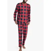 Nautica Men's Waffle Buffalo Red & Navy Plaid Pajama Pant Set XXL NWT $98