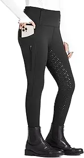 FitsT4 Sports Girls Full Seat Riding Tights High Waist Kids Equestrian Breeches Horse Schooling Pants Zipper Pockets