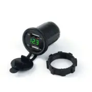 12/24V Dual USB Port Car Cigarette Lighter Socket Plug Red LED Voltmeter Display