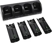 4 in 1 Charging Station for Wii & Wii U Remote Controller, Wii Remote Charging Station with 4 x 2800MAh Rechargeable Batteries and USB Cable (Remotes Not Included)