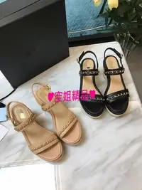 在飛比找Yahoo!奇摩拍賣優惠-♥空姐精品♥春夏新品 小香風格手工編織防水台高跟鞋 楔型涼鞋