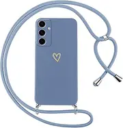 [Oelrstfe] Mobile Phone Lanyard for Samsung Galaxy S24 Plus 5G, Case with Strap, Heart Motif, Mobile Phone Case for Hanging, Silicone, Shockproof, Ultra Thin, Soft Protective Case with Cord, Necklace,
