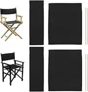 Directors Chair Canvas Replacement 8Pcs/Set Black Elasticity Casual Home Director Chair Replacement Makeup Seat and Back Stool Protector for Home Director (Not Included)