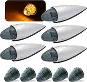 15.5 Inch MADCATZ (Pack of 5) Smoked Lens Amber 17 LED Torpedo Cab Marker Roof Running Lights Chrome Replacement for International Kenworth Peterbilt Freightliner Mack Dump Heavy Duty Truck 12V DC PT