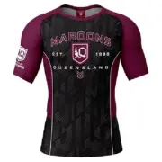 QLD Maroons SOO NRL 'Blocker' Short Long Sleeve Rash Vest Size MEDIUM ONLY!