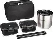 TIGER Thermos LWY-E461-K Tiger Thermos Thermal Lunch Box, Stainless Steel, Lunch Jar, Rice Bowl, Approx. 2.3 Cups, includes Pouch, Black