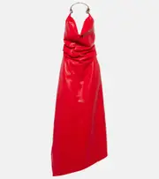 [Simkhai] Simkhai Calithea halterneck leather midi dress UK 12 red