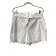Ann Taylor The Scallop Tie Waist Short Women 14 High Rise Minimalist Trendy NEW