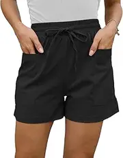 [Rayson] Women's Summer Shorts with Pockets Loose Drawstring Casual High Waist Sports Shorts Jogging Bottoms Outdoor