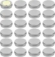 TUZAZO 24Pack 0.5 Oz Aluminum Tin Cans with Screw Lid and Labels, Refillable Travel Sized Cosmetic Containers Small Tins for Lip Balms, Salves, Lotion Bars, Candles