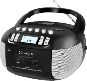 CD and Cassette Player Combo, Boombox CD Player Portable with AM/FM Radio, Tape