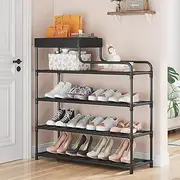 [Fohouse] Shoe Rack 5 Tier Shoe Organizer Shoe Storage, Shoe Storage Organizer, Shoe Cabinet Narrow Standing Stackable shoe shelf Space Saver Shoe Rack For Entryway, Hallway And Closet, Black