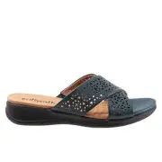 Softwalk Tillman S1502-411 Womens Blue Narrow Leather Slides Sandals Shoes