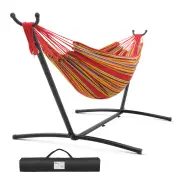 Easy Setup Double Hammock with Stand, 9 FT Red Stripe