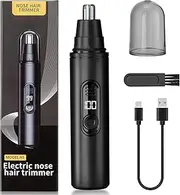 SUERBEATY Nose Hair Trimmer for Men Rechargeable, Electric Nose and Ear Hair Trimmer, Professional Nose Clipper, LED Display, Waterproof, Portable Travel Size, Painless, Black