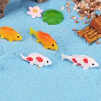 在飛比找松果購物優惠-微景觀小飾品創意攝影小動物擺件魚缸可愛小魚荷花荷葉竹筏斑紋魚
