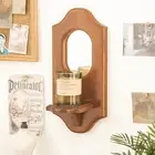 Wall Decorative Mirror Wooden Frame with Shelf 33X15.5Cm Wall Art Rustic for Bat