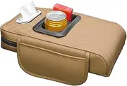 Car Armrest Box Pad Center Console Cushion With Storage Pockets, Soft Armrest Pillow With Cup Holder And Tissue Holder, Ideal For SUV, Truck, RV, And Vehicle Interior Organization