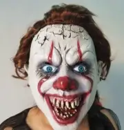 Horror Bloody Clown Joker Latex Mask w/Wig for Halloween Pennywise Costume Props